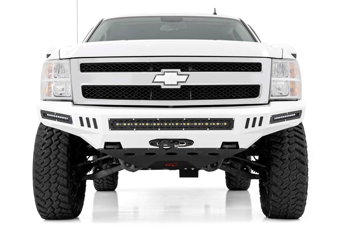 GMC Sierra 1500 Prerunner Bumper with Skid Plate - Front - Rough Country - Pre-Runner Style - Black - '07-'13